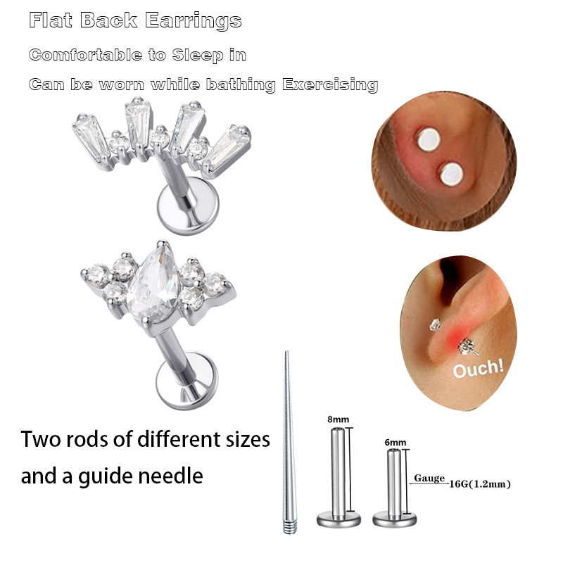 Body Jewelry Flat Back - 1 pièce Bijou de piercing hélix
