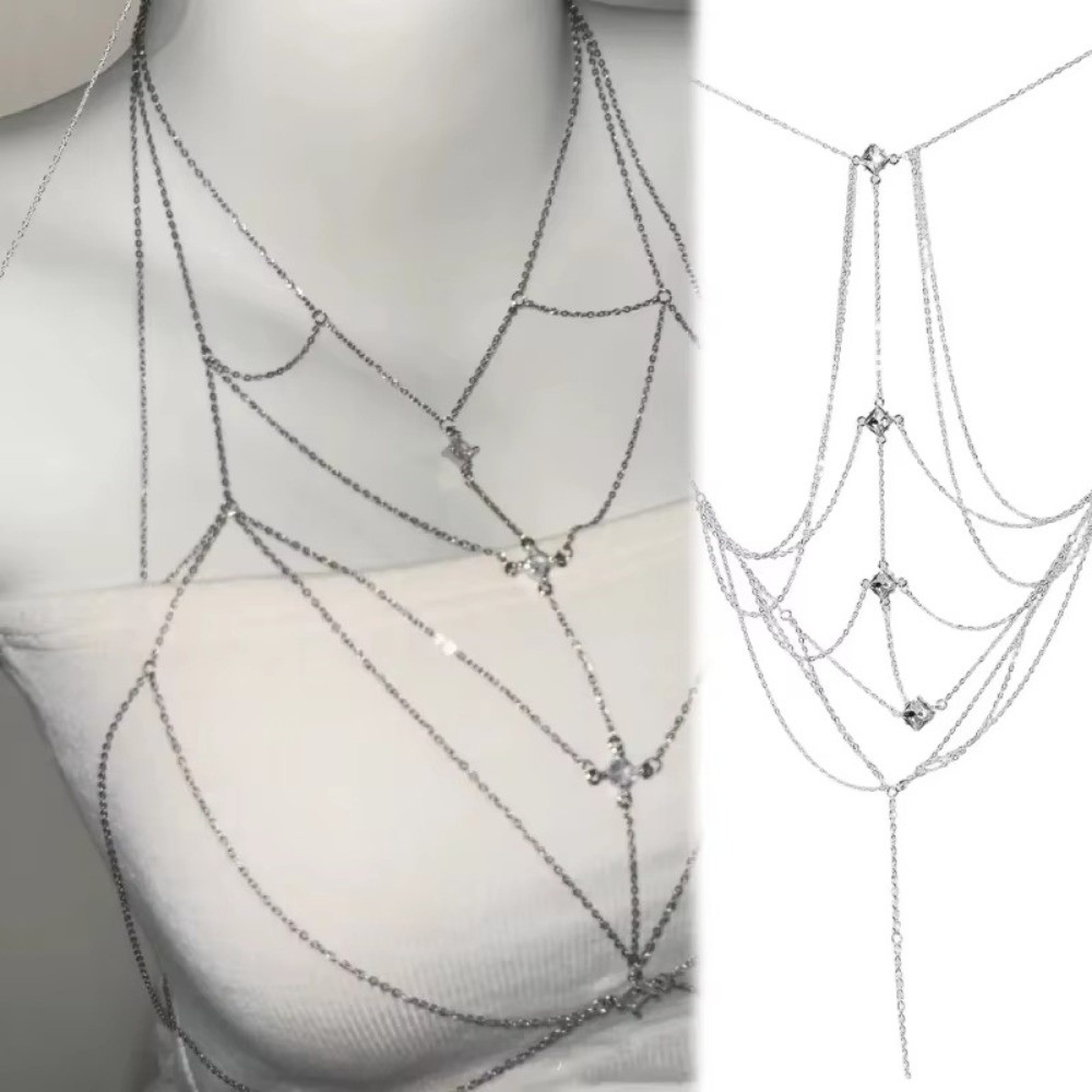 Body Jewelry Luxury - Chaîne de poitrine en strass scintillant,