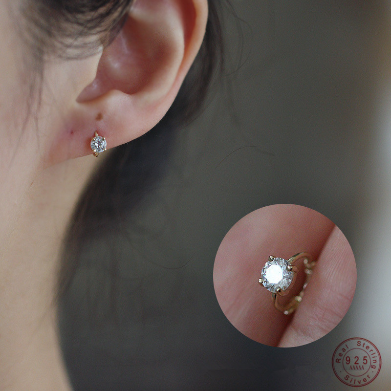 Body Jewelry Diamond - Boucles d'oreilles coréennes simples en argent