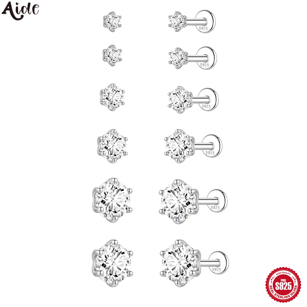 Body Jewelry Flat Back - Aide S925 Boucles d'oreilles clous en