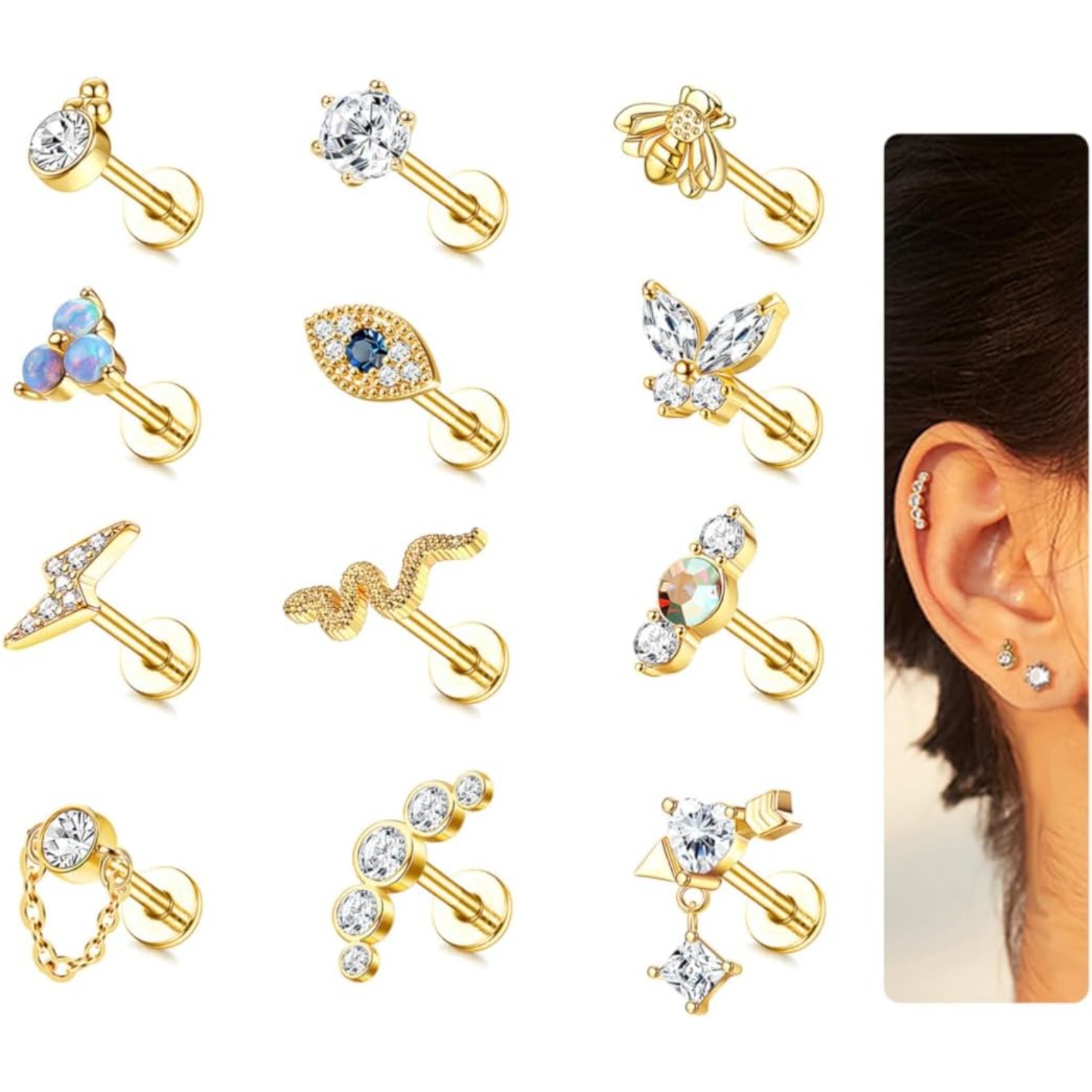 Body Jewelry Flat Back - Bobisty 1 pièce boucles d'oreilles Cartilage