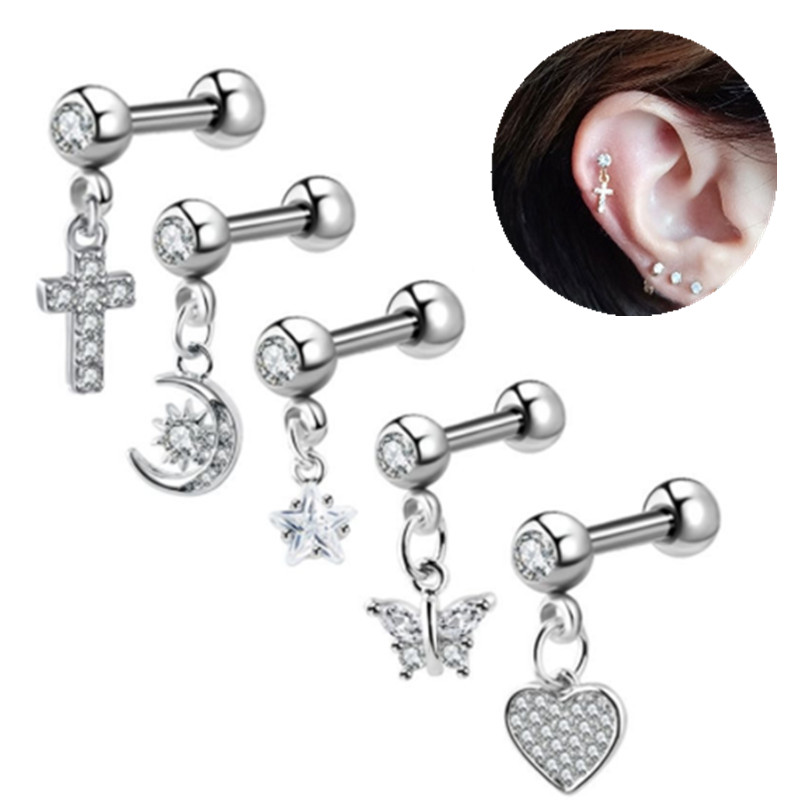 Body Jewelry Barbell - Boucle d'oreille lune Cartilage 1 pièce,