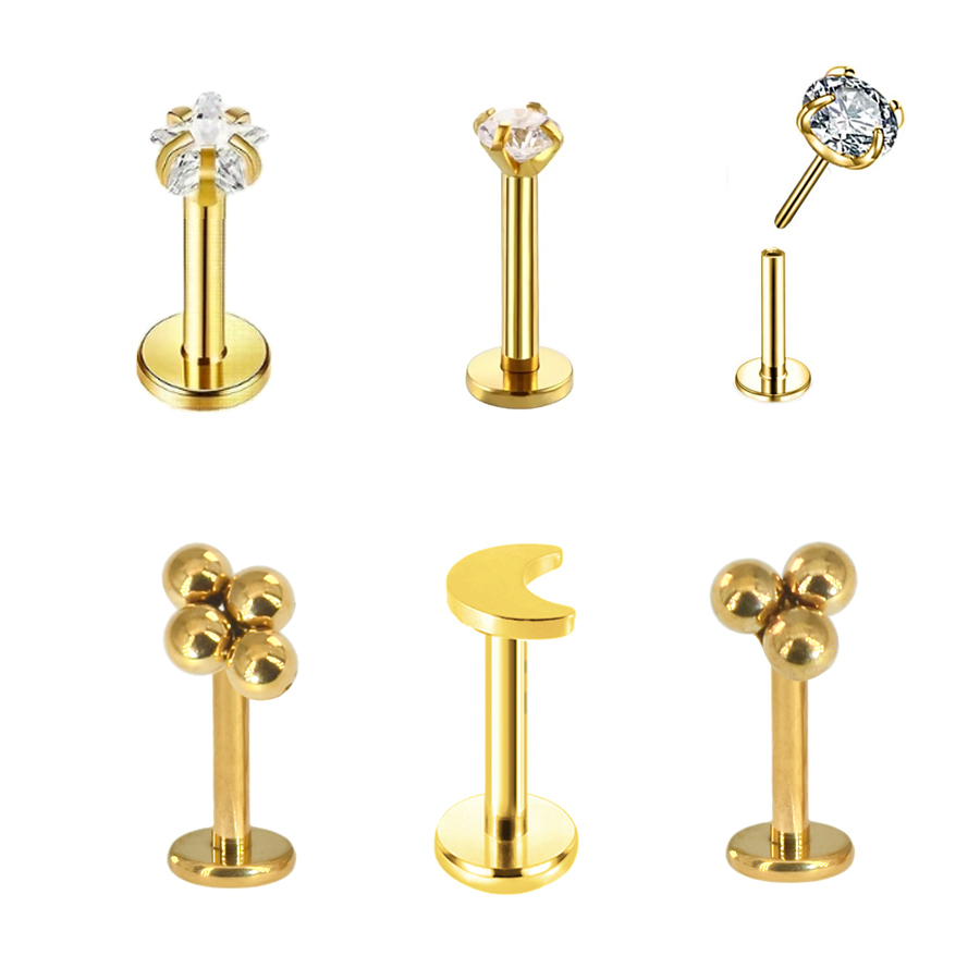 Body Jewelry Threadless - Piercing Labret sans fil, générateur d'acier,