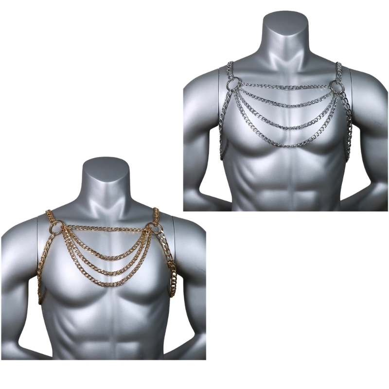 Body Jewelry Retainers - Chaîne poitrine en métal pour hommes,