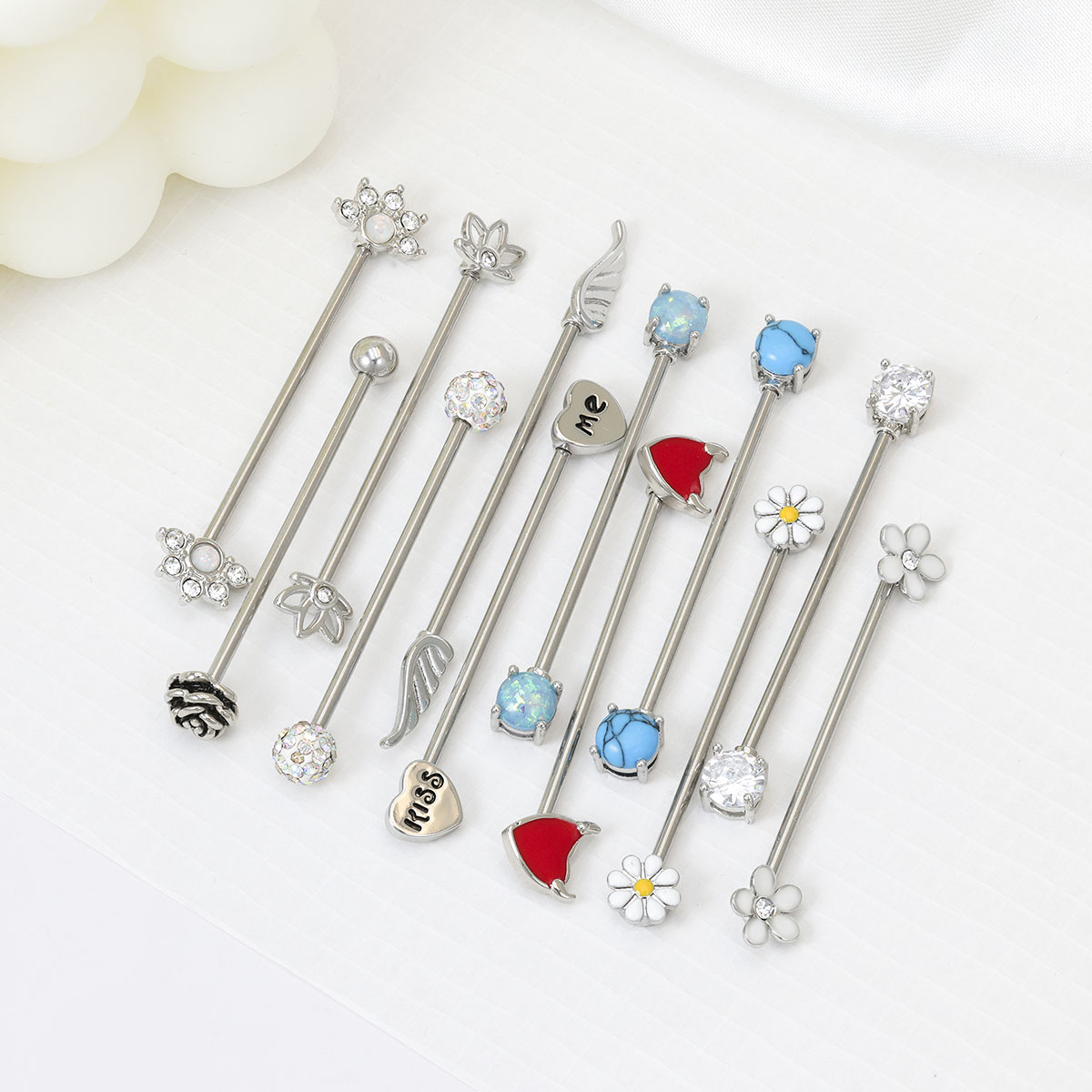 Body Jewelry Barbell - 16G flèches coeurs haltère industriel acier