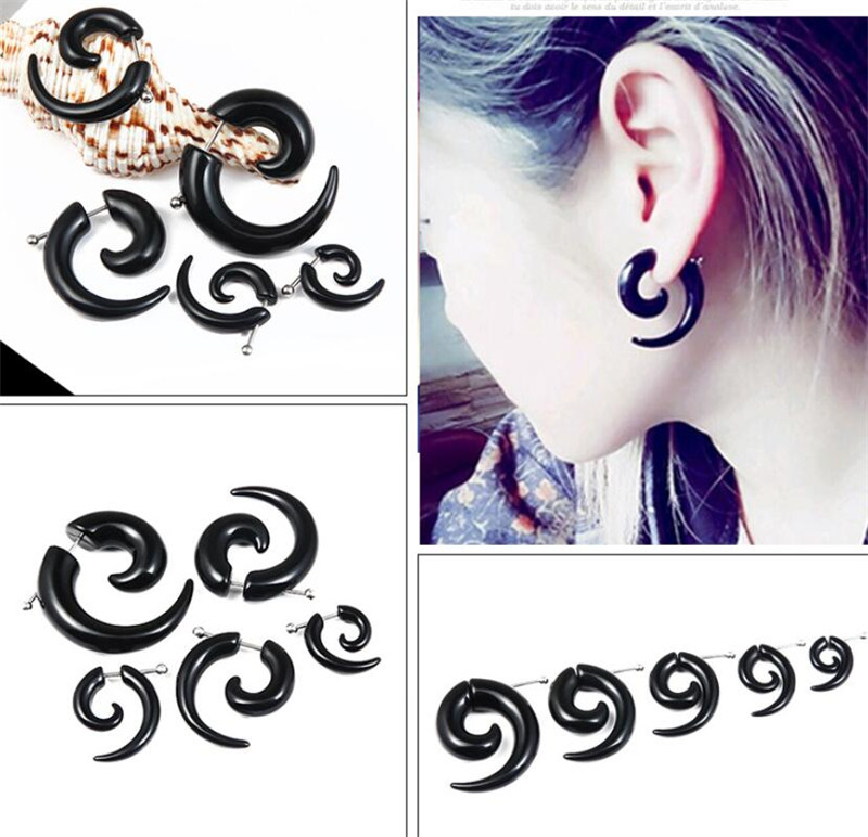 Body Jewelry Tunnels - Boucles d'oreilles Punk noires tribales en