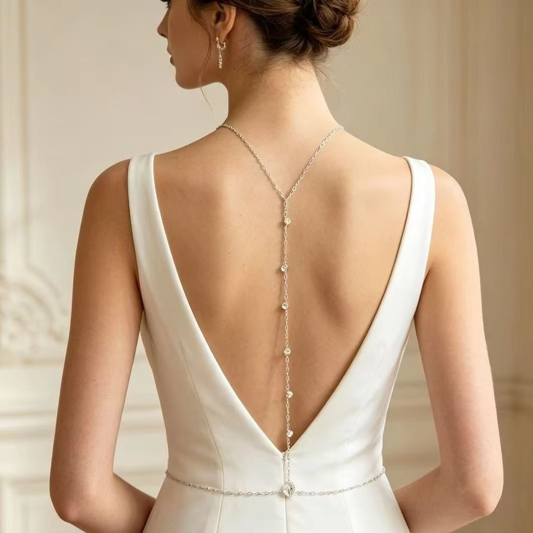 Body Jewelry Dress - Chaîne de dos en zircon réglable,