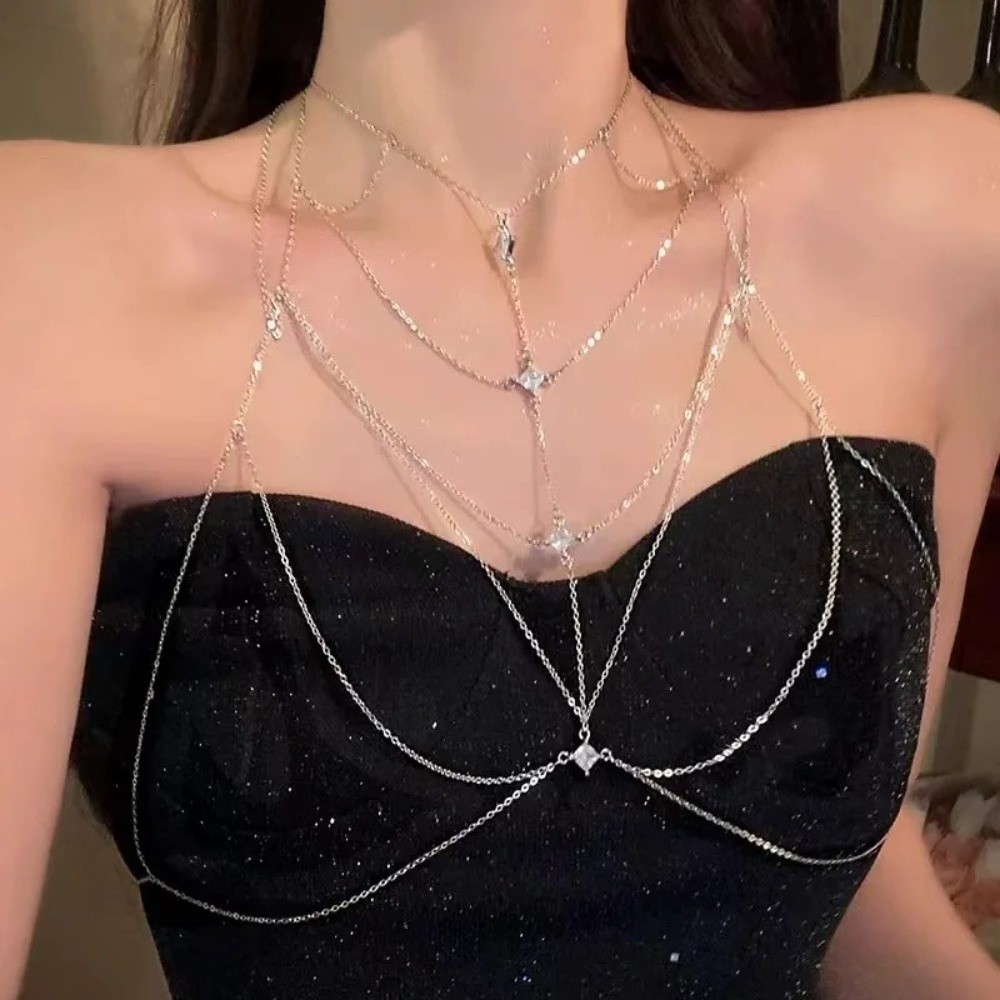 Chaîne de poitrine en strass s - Body Jewelry Luxury avis et prix