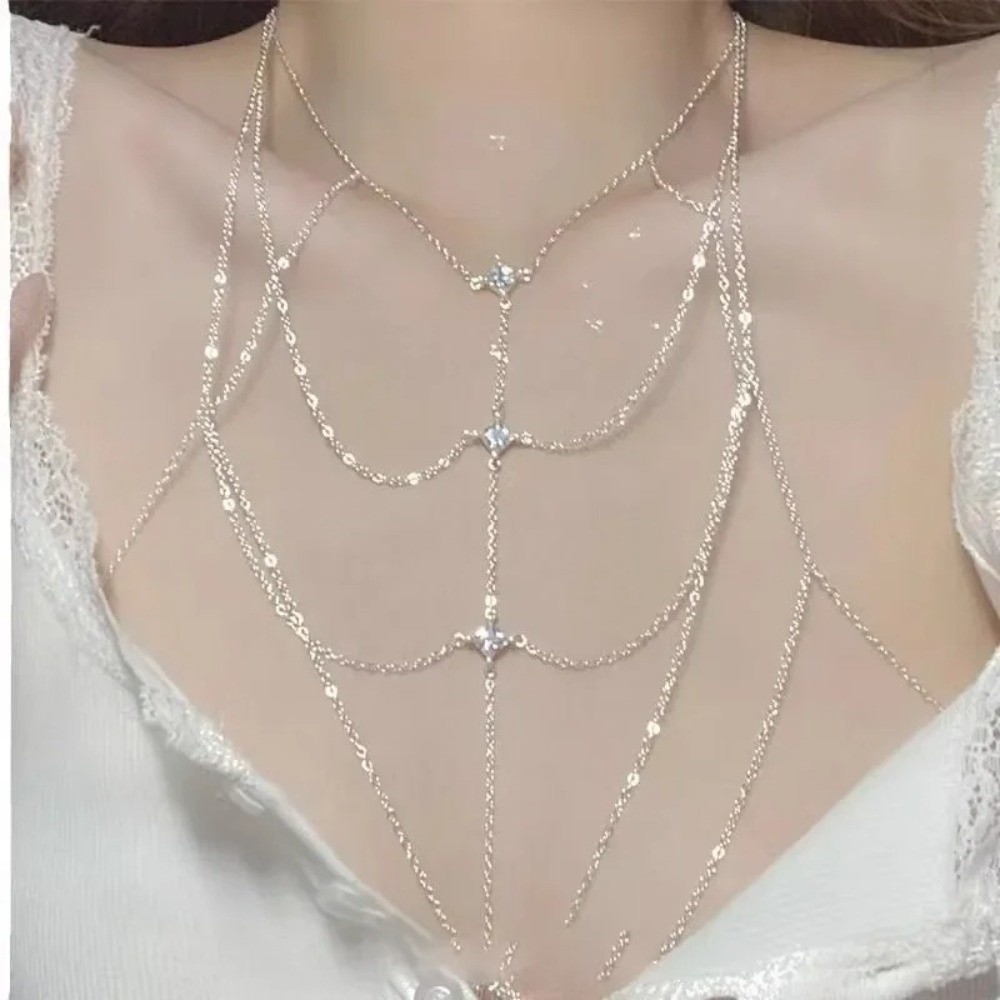 Chaîne de poitrine en strass s - Body Jewelry Luxury avis et prix