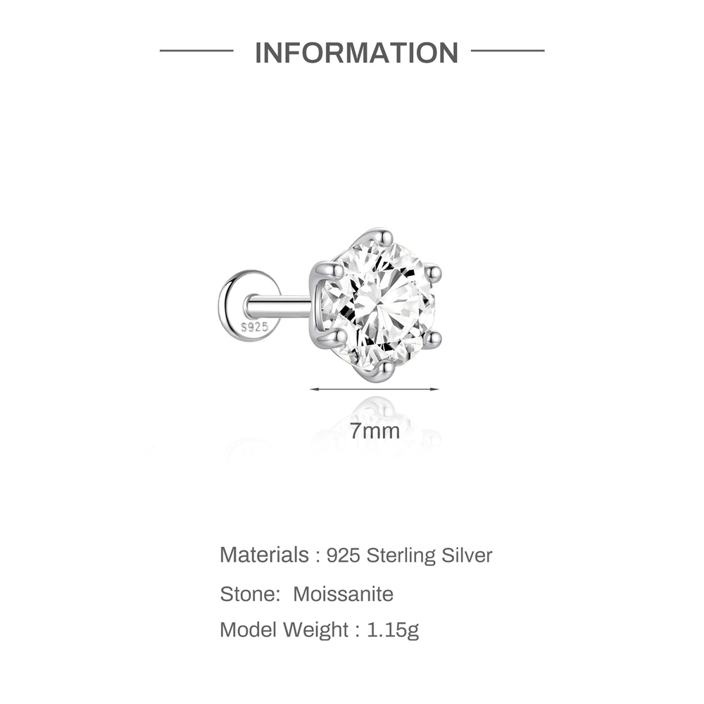 Aide S925 Boucles d'oreilles c - Body Jewelry Flat Back avis et prix