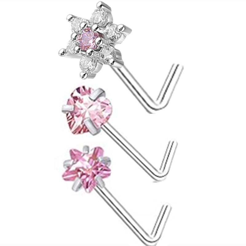 3PC acier inoxydable fleur nez - Body Jewelry Indian avis et prix