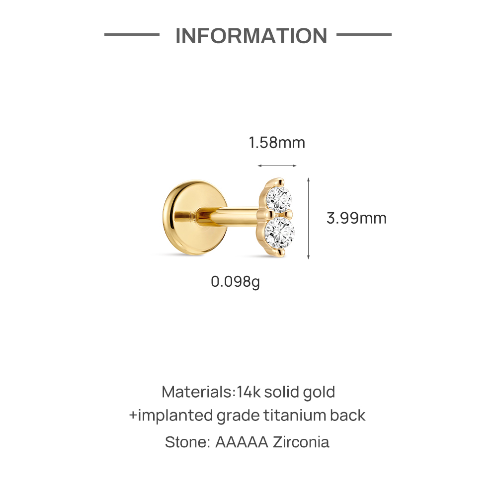 CANNER 1PC 14K Or massif Doubl - Body Jewelry Flat Back avis et prix
