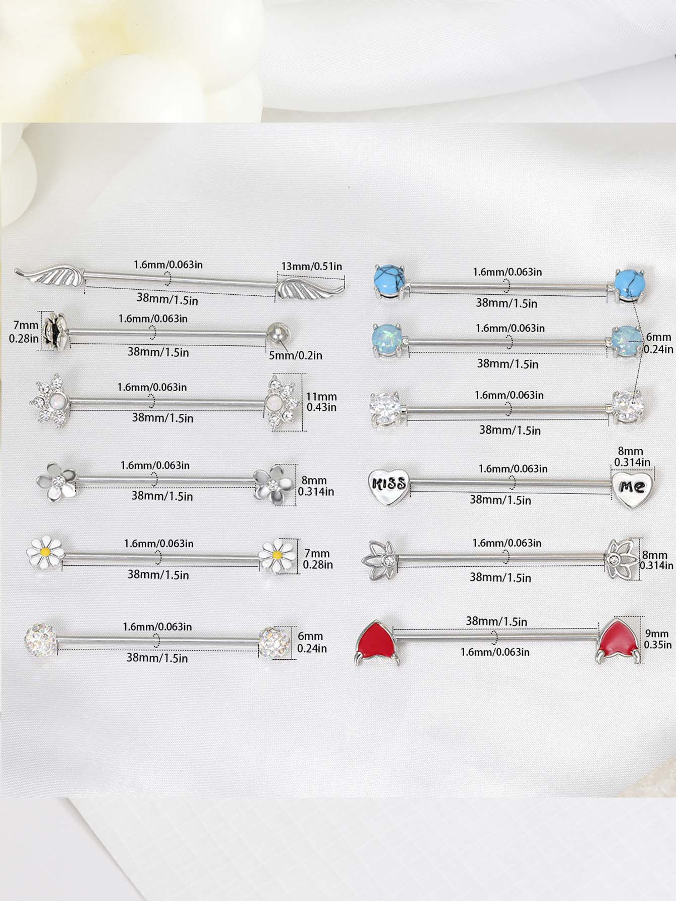 16G flèches coeurs haltère ind - Body Jewelry Barbell avis et prix