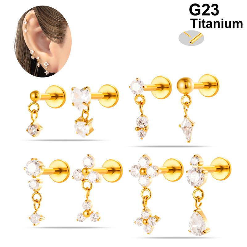 1PC G23 Titane 16G Labret Stud - Body Jewelry Threadless avis et prix